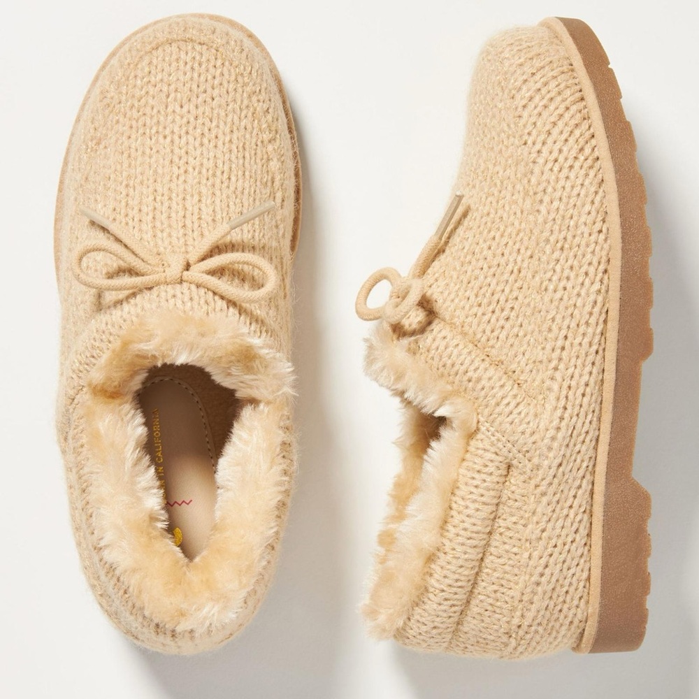 BC Footwear NIB Lucrative Faux Fur-Lined Metallic Slip-On Shoes